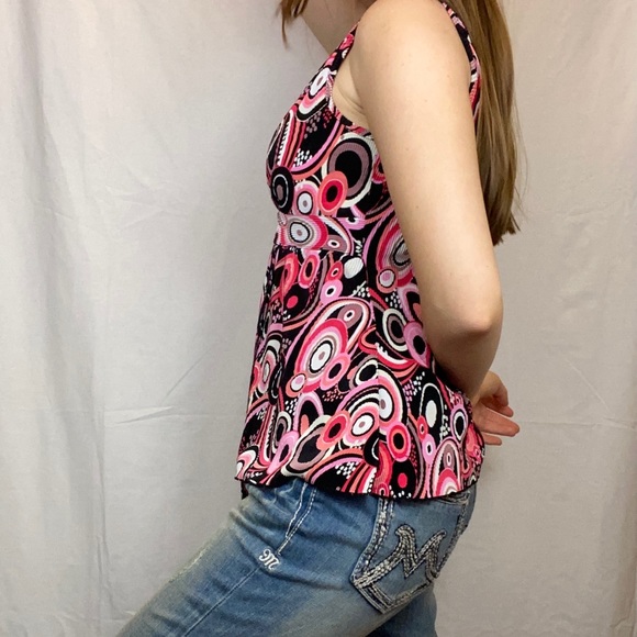 J.T.B. Pleated Oval Pattern Y2K 2000s Tank Top - Picture 2 of 5
